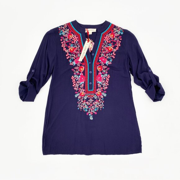 Luna Moon | Floral Embroidered Tunic Top | NWT - Picture 1 of 4